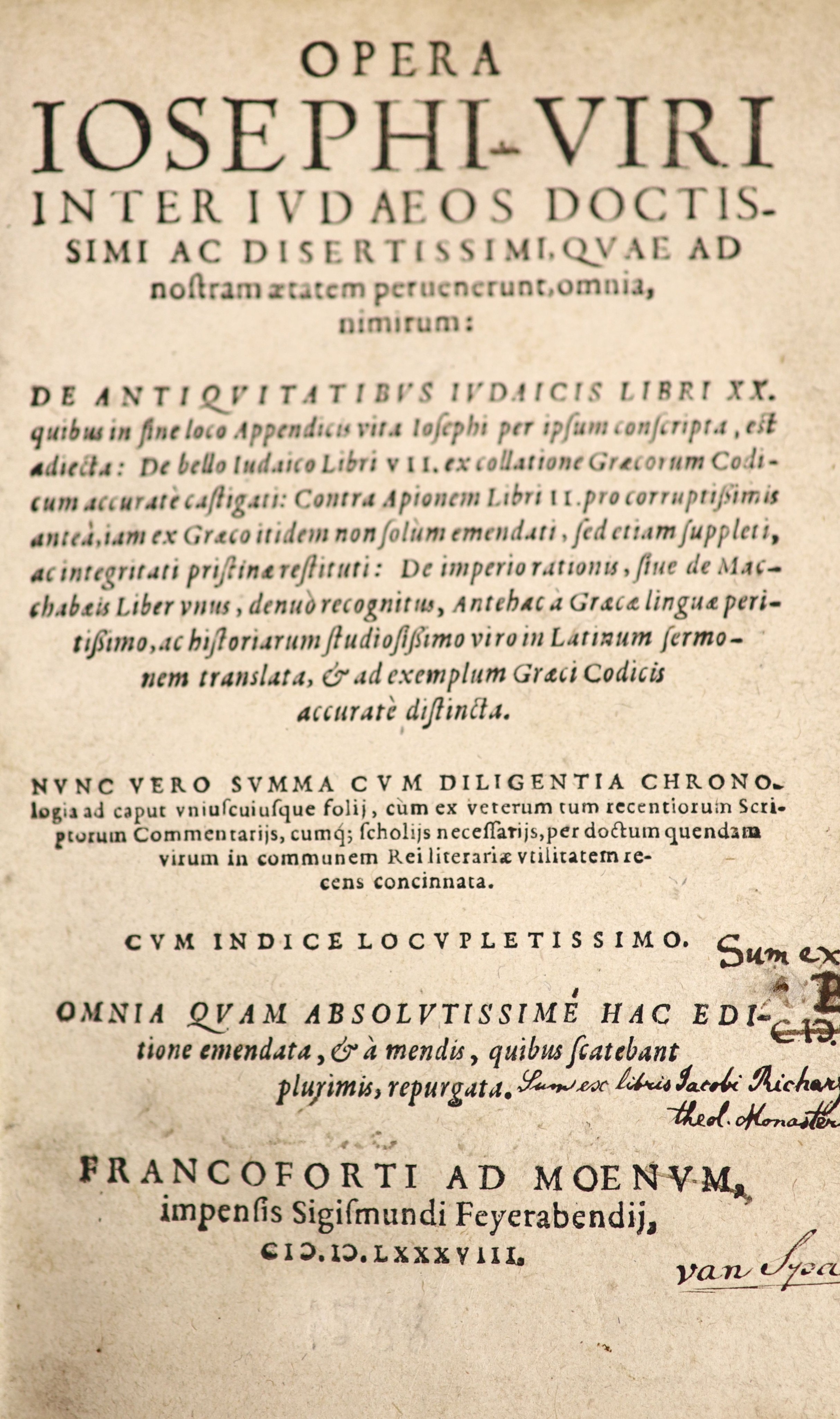 Josephus, Flavius. Opera. De Antiquitatibus Judaicis libri xx ...